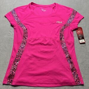 Fila Performance Shirt Womens Large License to Train Striped Tech Short Sleeve